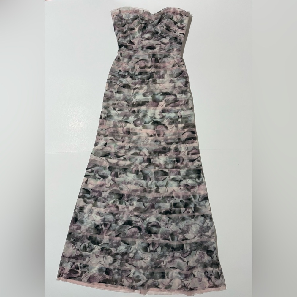 Elegant Strapless Patterned Evening Dress